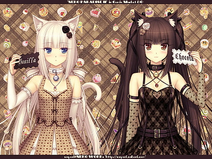 Baunilha (Neko Para), nekomimi, Chocolat (Neko Para), garotas de anime, Sayori, Neko Para, HD papel de parede HD wallpaper
