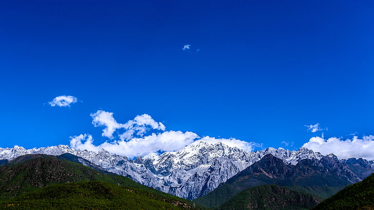 snowcap mountain, yunnan, jade dragon snow mountain, mountain, HD wallpaper