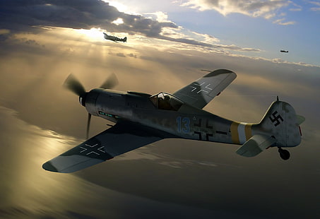 boyama, Hava kuvvetleri, avcı-tek kanatlı uçak, WW2, Focke -Wulf, Fw.190D-9, Uzun Burun Dora, HD masaüstü duvar kağıdı HD wallpaper