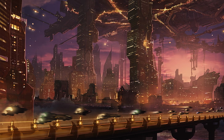 futuristische Stadt Wallpaper, Science Fiction, Kunstwerk, Stadt, futuristisch, futuristische Stadt, HD-Hintergrundbild