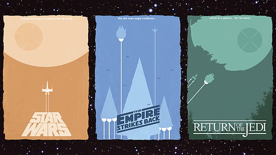 three Star Wars wallpapers, Star Wars, movies, Film posters, HD wallpaper HD wallpaper