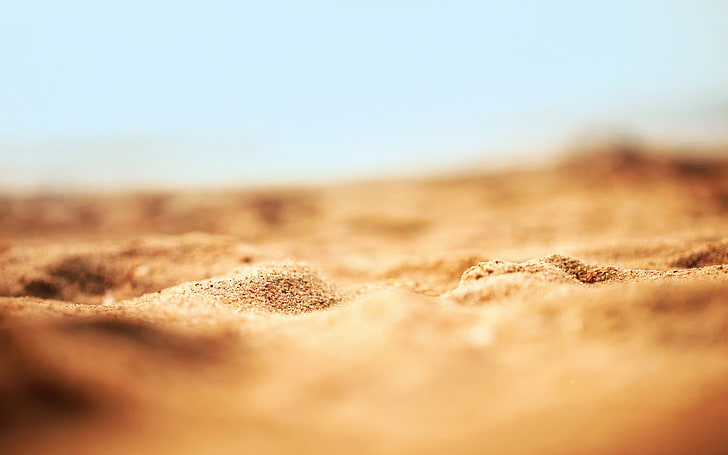 brown sands, selective focus photo of brown sand, macro, sand, nature, depth of field, HD wallpaper
