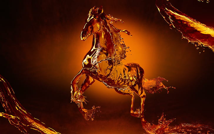 Fantasy Horse, прекрасный, лошадь, красивый, вода, лошади, абстрактный, фэнтези, фэнтезийный конь, красота, 3d и абстрактный, HD обои