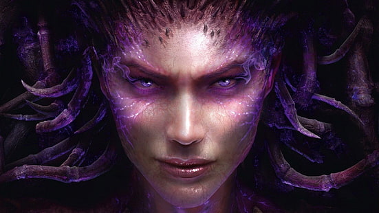 Fond d'écran numérique Starcraft, Starcraft II, Sarah Kerrigan, StarCraft II: Heart Of The Swarm, StarCraft, face, Queen of Blades, jeux vidéo, Fond d'écran HD HD wallpaper
