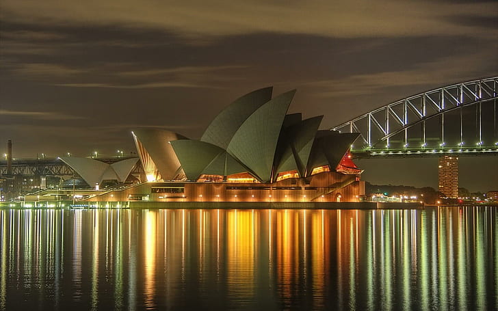 *** Australia-sydney ***, syney opera house, architekture, sydney, city, night, lights, nature and landscapes, HD wallpaper
