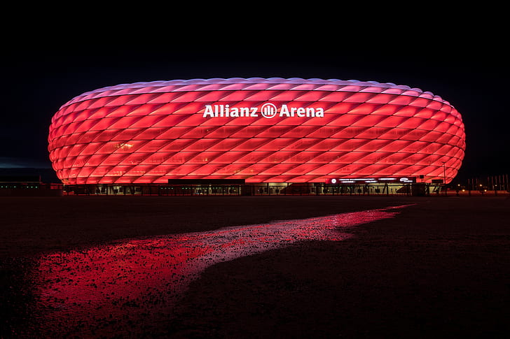 Германия, Мюнхен, подсветка, стадион, Allianz Arena, HD обои