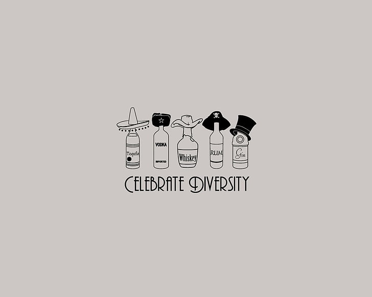 flaskor illustration med textoverlay, citat, alkohol, humor, hatt, flaskor, typografi, minimalism, enkel bakgrund, whisky, vodka, Tequila (Alkohol), HD tapet