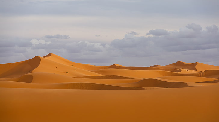 Sahara the Greatest Desert, brown desert, Travel, Africa, Landscape, Desert, Sand, Clouds, Dunes, morocco, maroc, Erg Chebbi, Hassilabied, HD wallpaper