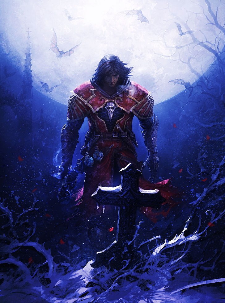 Laki-laki dengan jas merah digital wallaper, Castlevania: Lords of Shadow, konsep seni, Castlevania, Wallpaper HD, wallpaper seluler