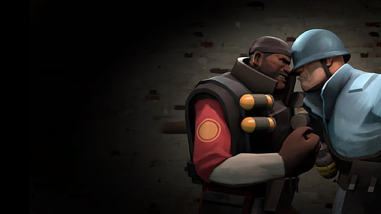 Zwei-Mann-Charakter digitale Tapete, Team Fortress 2, Soldat, Demoman, Videospiele, HD-Hintergrundbild HD wallpaper