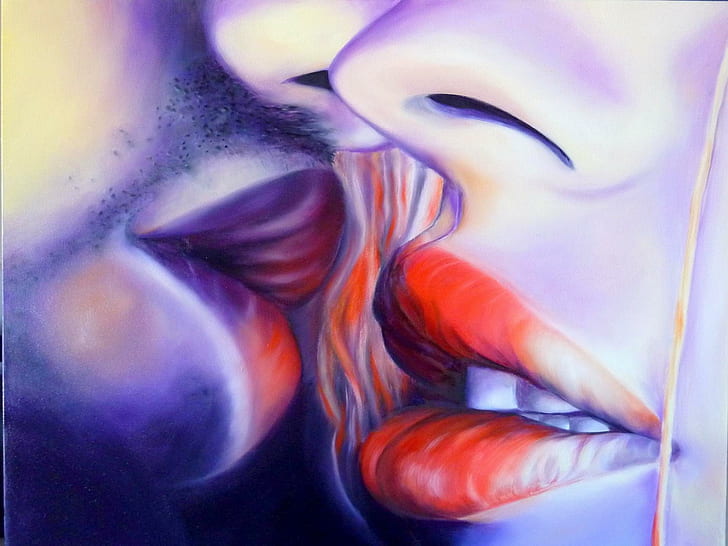 TENDER MOMENT, kiss, lady, moment, lips, tender, HD wallpaper