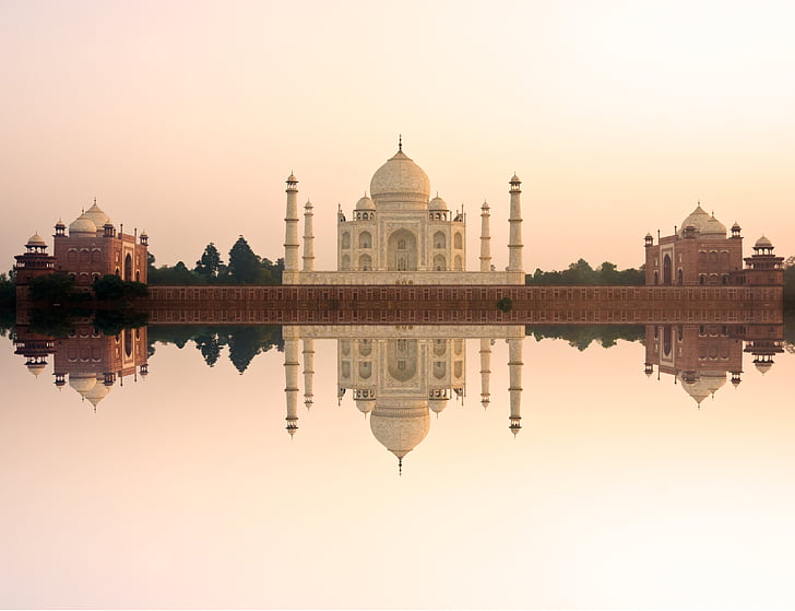 Taj Mahal building, Taj Mahal, Yamuna rive, Agra, India, 5K, HD, HD wallpaper