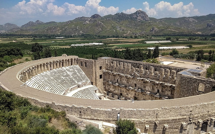 Teater di Aspendos, Turki, arsitektur, teater, kuno, Turki, Wallpaper HD