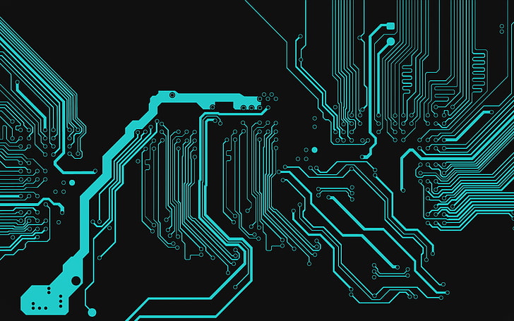 black and teal processing light illustration, Technology, Circuit, HD wallpaper