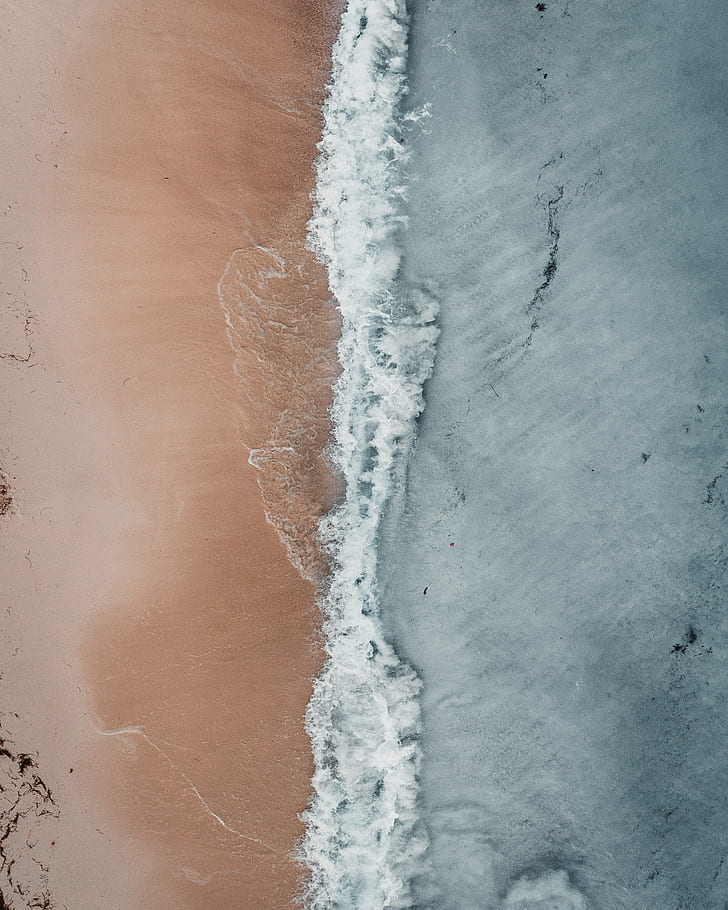 aerial, beach, sand, water, sea, HD wallpaper