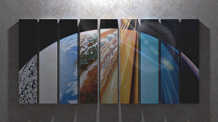 kolaż, Układ Słoneczny, planeta, sztuka kosmiczna, przestrzeń, Tapety HD