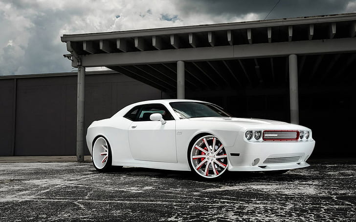 Dodge Challenger biały muscle car, Dodge, White, Car, Tapety HD