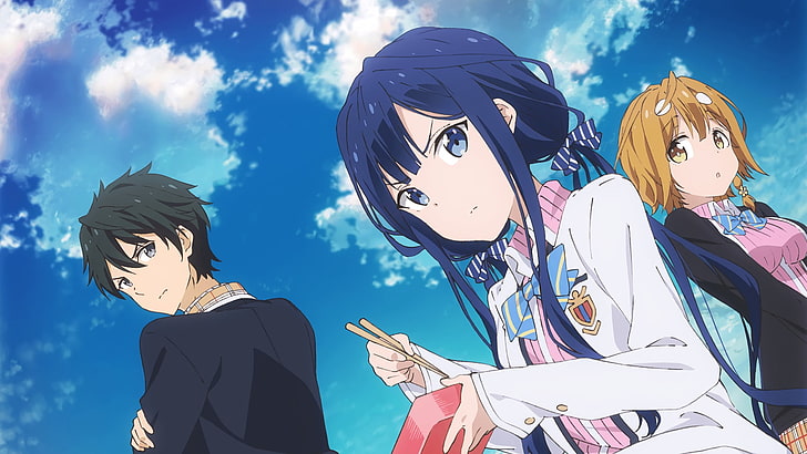 zwei weibliche Anime-Charakter und männliche Anime-Charakter Tapete, Masamune-Kun keine Rache, Adagaki Aki, Masamune Makabe, Yoshino Koiwai, HD-Hintergrundbild