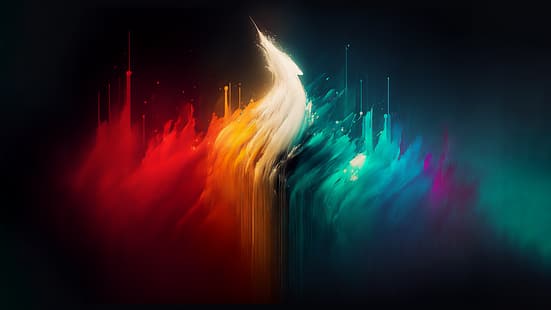 Sztuka AI, minimalizm, Color Burst, ilustracja, RGB, Tapety HD HD wallpaper