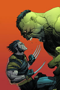 Marvel Wolverine e Hulk, fumetti, Marvel Comics, Hulk, Wolverine, Sfondo HD HD wallpaper