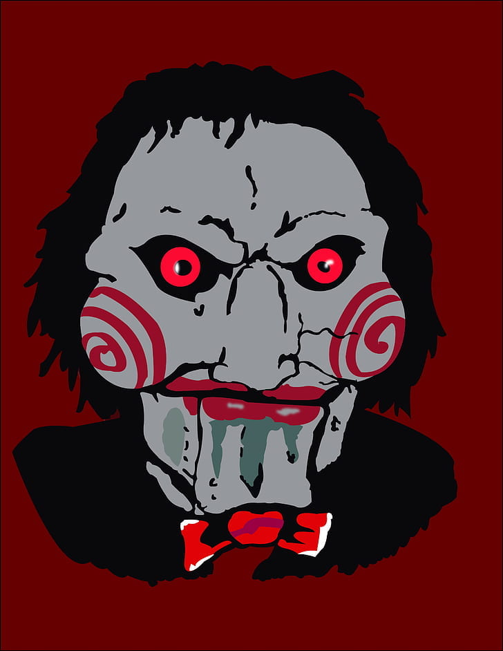 Billy the Puppet, Saw, red, bow-tie, HD wallpaper
