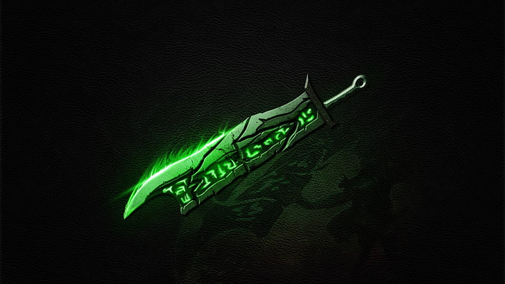 зелена фантазия меч цифров тапет, Riot Games, Riven, меч, HD тапет