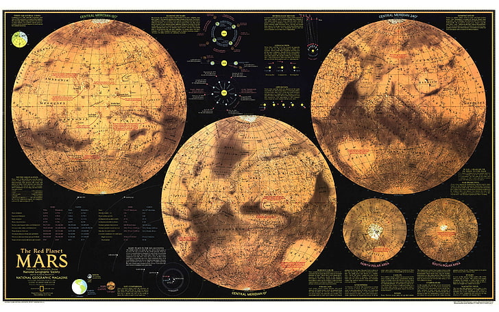 brown world maps illustration, map, Mars, hemisphere, HD wallpaper