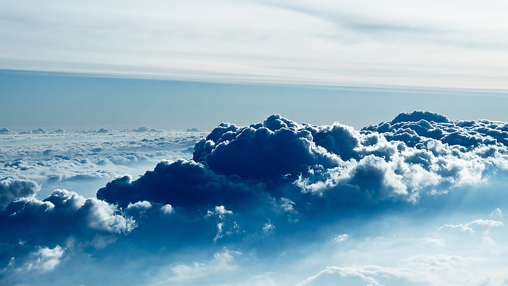 منظر جوي للغيوم البيضاء خلال النهار ، السحب ، السماء ، الطبيعة، خلفية HD