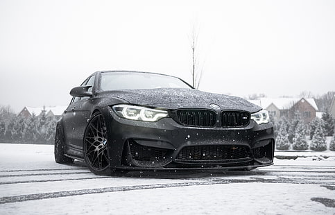 BMW, luz, invierno, negro, nieve, F80, vista, LED, Fondo de pantalla HD HD wallpaper