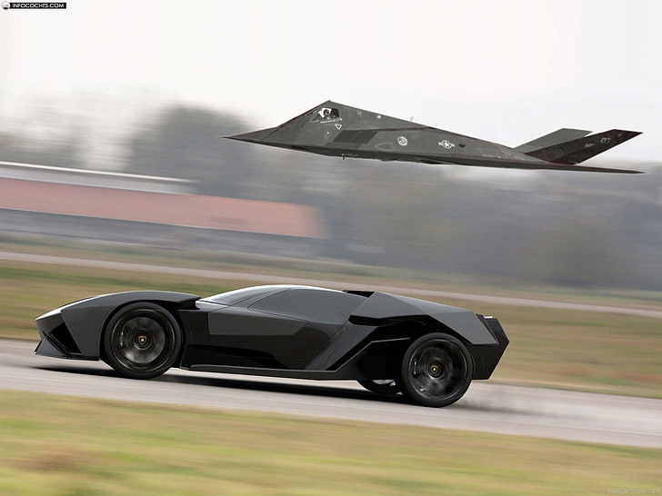 кола, Lamborghini, Nighthawk, Lockheed F-117, Super Car, Lamborghini Ankonian Concept, HD тапет