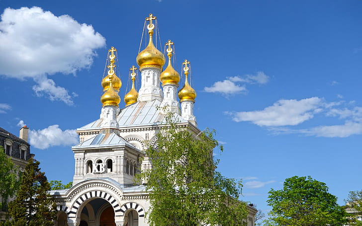 ジュネーブのロシア正教会のドーム、 HDデスクトップの壁紙