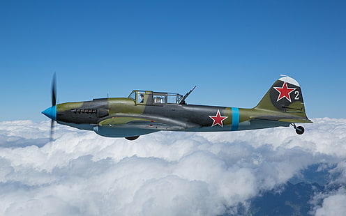 เครื่องบินสงครามโลกครั้งที่สอง Il-2 โจมตี Il-2M3 กองทัพอากาศแดง, วอลล์เปเปอร์ HD HD wallpaper