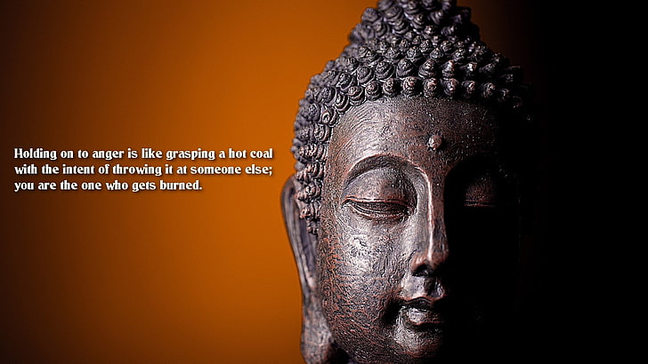 Posąg Buddy Gautamy z nałożonym tekstem, Religijne, Buddyzm, Tapety HD