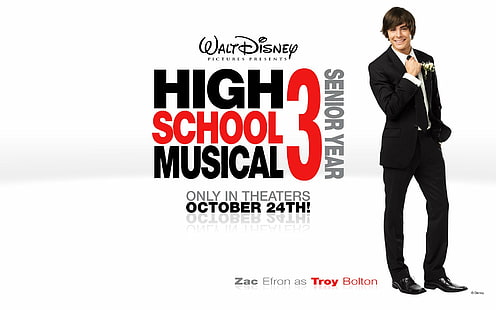 Película, High School Musical 3: Senior Year, Troy Bolton, Zac Efron, Fondo de pantalla HD HD wallpaper
