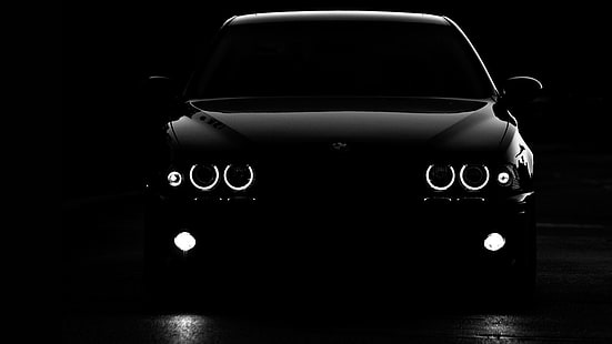 черно-белые bmw night white легковые автомобили с оттенками серого свечения 1366x768 Автомобили BMW HD Art, черно-белые, BMW, HD обои HD wallpaper