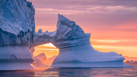 جبل جليدي ، جليد البحر ، المحيط المتجمد الشمالي ، الجليد ، القطب الشمالي ، الغطاء الجليدي القطبي ، الغطاء الجليدي ، الذوبان ، التكوين ، المحيط، خلفية HD HD wallpaper