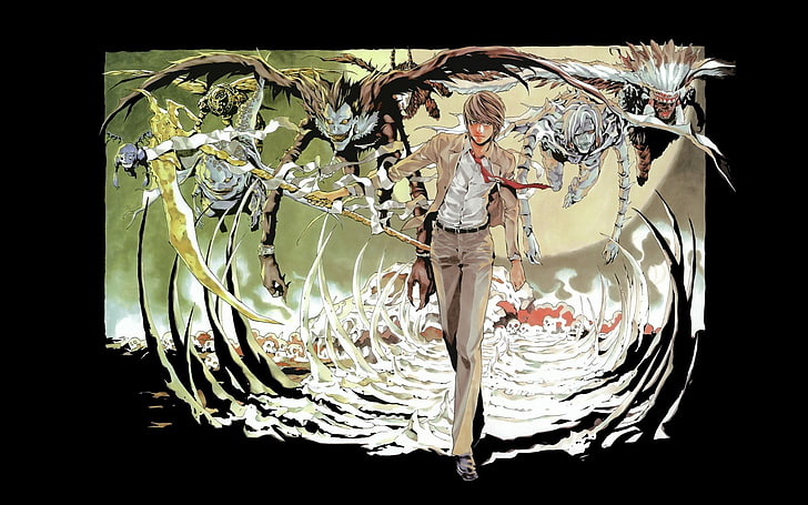 personagem de anime masculino, Death Note, Yagami Light, Ryuk, anime, garotos anime, HD papel de parede