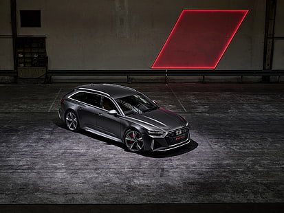 Audi, superiore, universale, RS 6, 2020, 2019, grigio scuro, V8 Twin-Turbo, RS6 Avant, Sfondo HD HD wallpaper