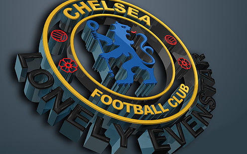 Chelsea Logo 3D, wallpaper Chelsea Football Club, Olahraga, Sepak Bola, logo, 3d, Wallpaper HD HD wallpaper