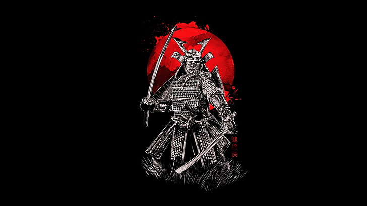 Illustrazione di samurai, sangue, armatura, samurai, spade, Sfondo HD