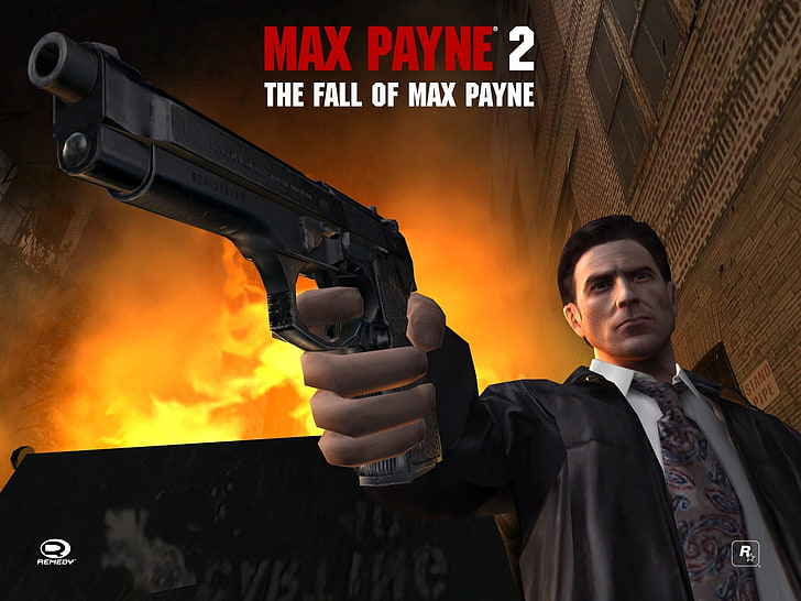 خلفية Max Payne 2 ، max payne 2 ، سقوط max payne ، مسدس ، نار ، حريق ، منزل، خلفية HD