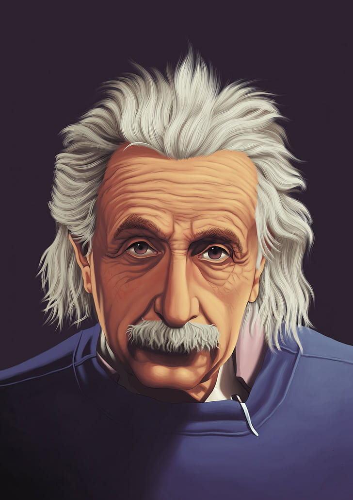 Albert Einstein, soft shading, HD wallpaper