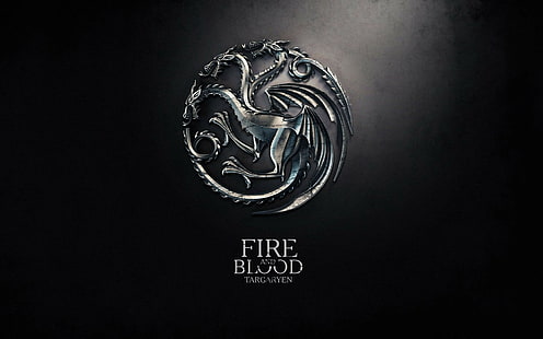 дигитално изкуство, лого, метал, сигили, прост фон, дракон, огън, House Targaryen, Game of Thrones, fire and blood, аниме, A Song of Ice and Fire, HD тапет HD wallpaper