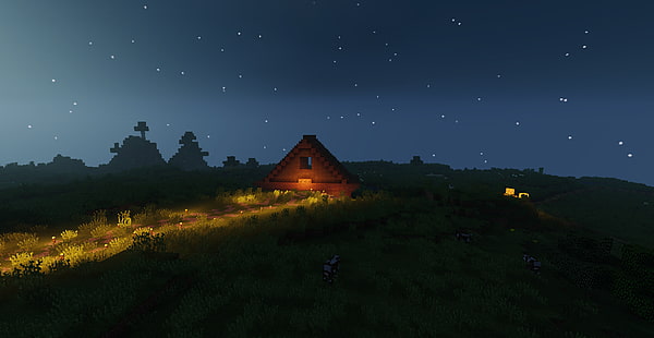 Minecraft, paysage, maison, Fond d'écran HD HD wallpaper