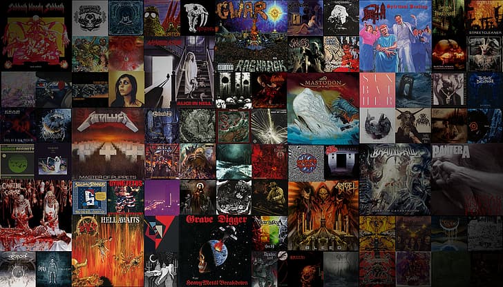 metal, zespół metalowy, muzyka metalowa, heavy, heavy metal, muzyka, death metal, Death (zespół), black metal, metal progresywny, power metal, okładki albumów, okładki, kolaż, nieprzyzwoity, klasyczny rock, thrash metal, folk metal, Tapety HD