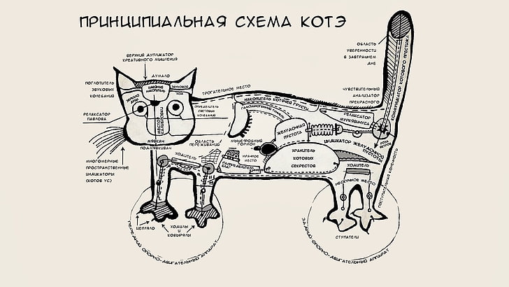 ilustrasi kucing hitam, kucing, suasana hati, humor, skema, Kote, Wallpaper HD