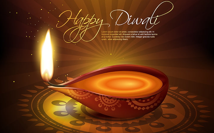 Diwali 4K, кафяв и разноцветен тапет Happy Diwali, Фестивали / празници, Дивали, фестивал, празник, HD тапет