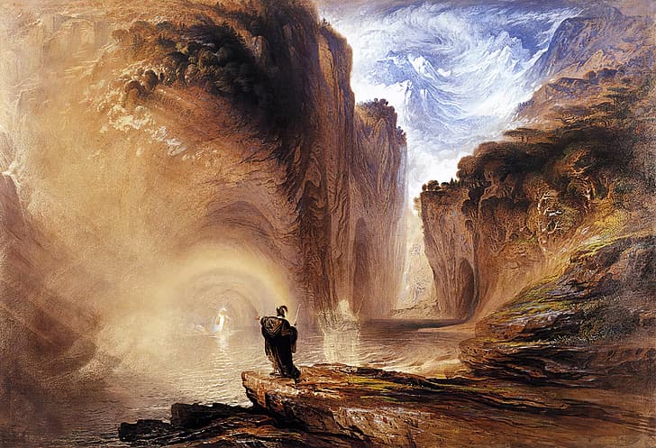 John Martin, classic art, painting, classical art, Manfred and the Alpine Witch, HD wallpaper