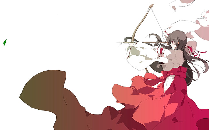 female wallpaper archer, anime, girl, brunette, bow, arrow, goal, HD wallpaper