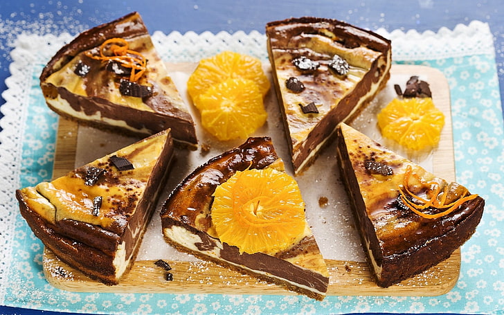 food, cake, orange (fruit), dessert, pie, HD wallpaper